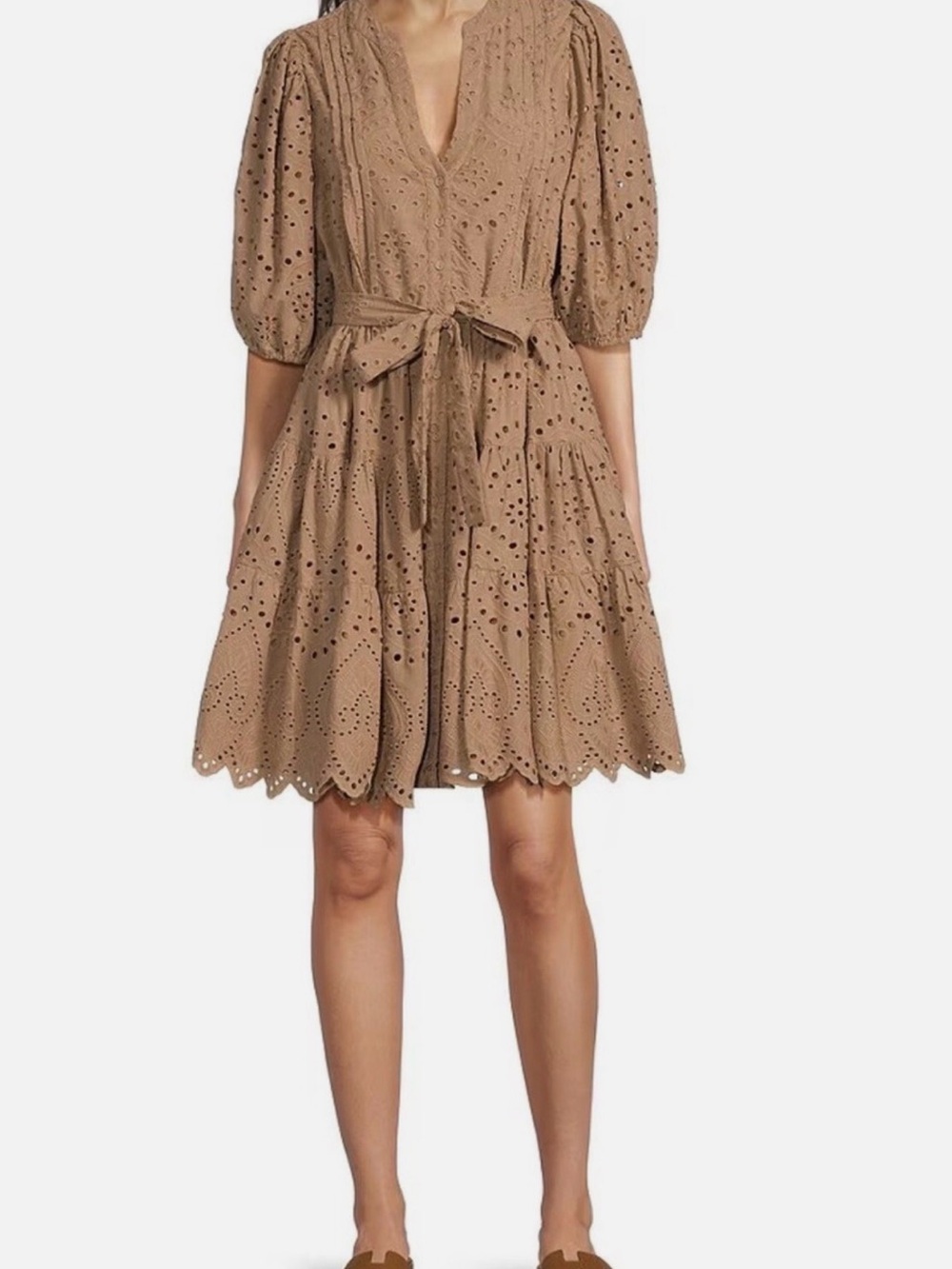 Gibson Latimer Eyelet Puff Sleeve Belted Medium